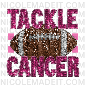 Faux Sequin Tackle Cancer