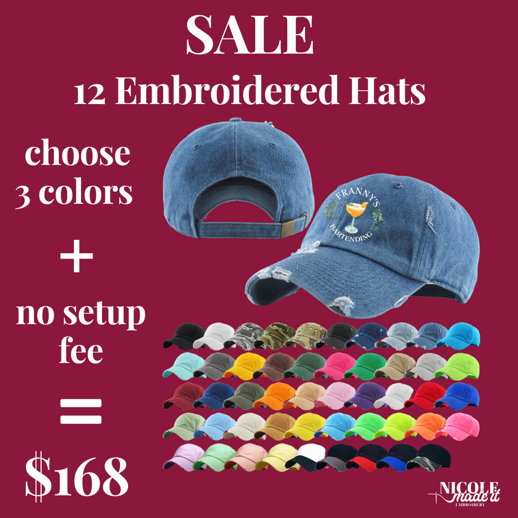 12 Embroidered Hats (Spring Sale)