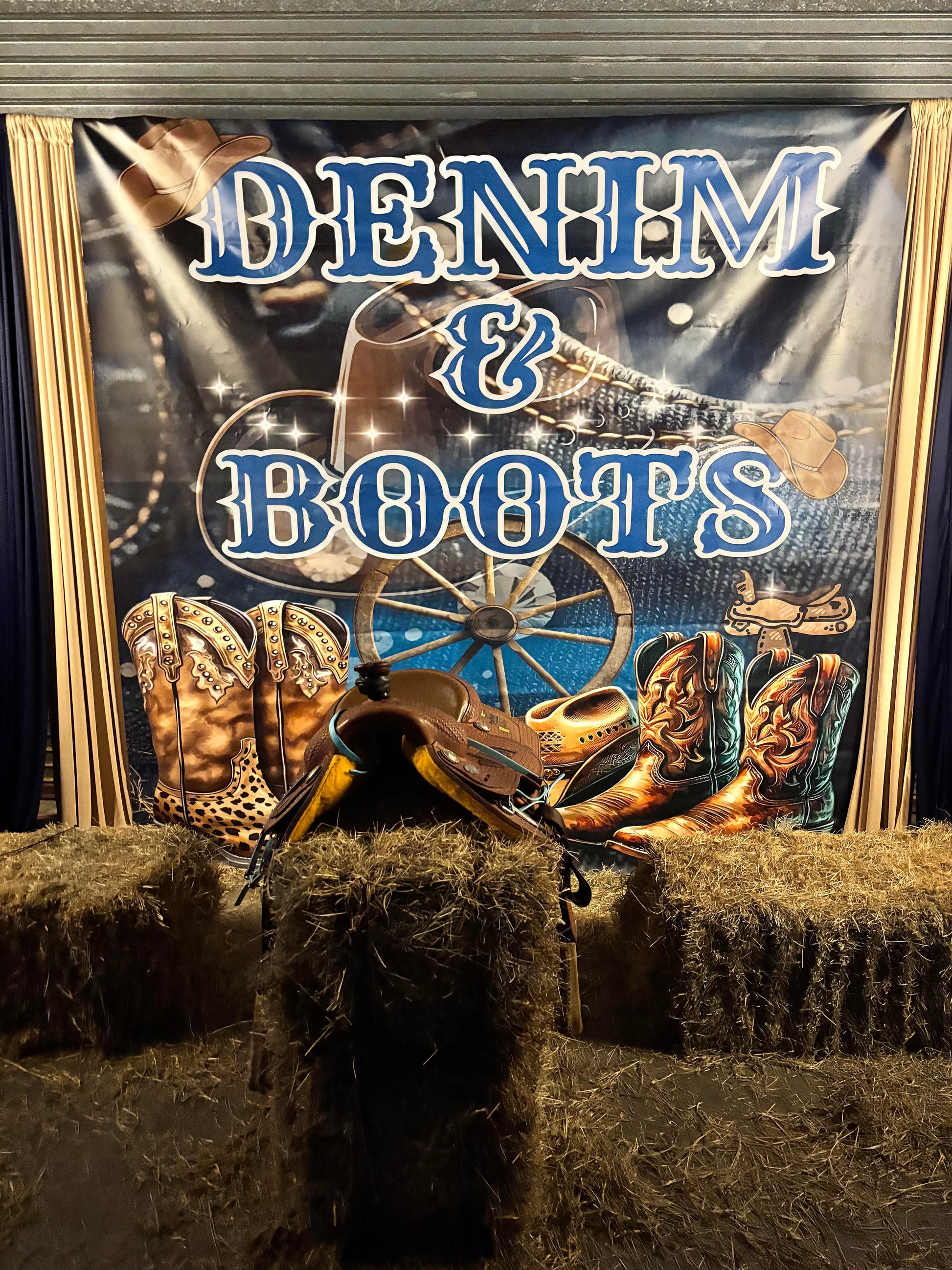 Custom western-themed retractable banner for denim and boots party
