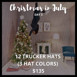 12 Printed Trucker Hats (Christmas in July)